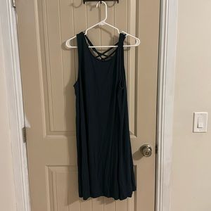 Dark forest green stretchy sleeveless dress